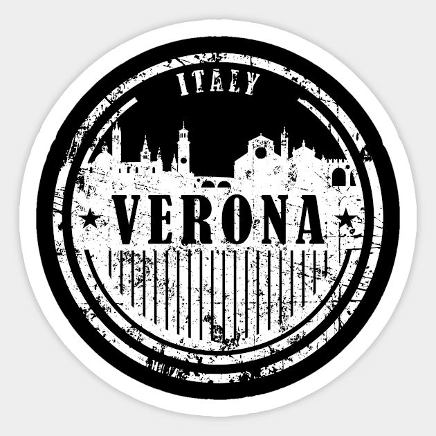 Verona, Italy Vintage Skyline Sticker by danydesign